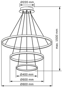 Lustră LED pe cablu LEA LED/60W/230V 4000K d. 80 cm negru