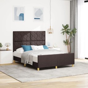 vidaXL Cadru de pat, maro închis, 140x190 cm, textil