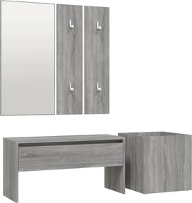vidaXL Set de mobilier pentru hol, gri sonoma, lemn prelucrat