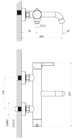 Baterie de cadă Sapho ICONIC crom lucios