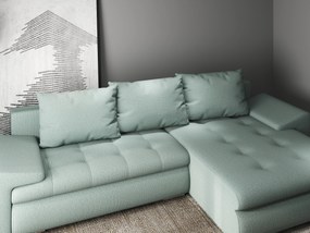 Colțar extensibil dumonde cu ladă de depozitare si sezut confortabil din spuma high-density, Leonardo Enjoy Mint 260x185 cm II