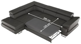 Coltar cu spaţiu pentru depozitare, gri cu maro, piele eco, stânga, BUTON R
