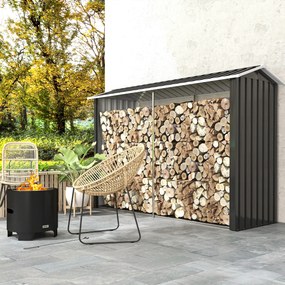 Outsunny Suport de Lemne cu Structură din Oțel Galvanizat 240x86x160cm Negru | Aosom Romania