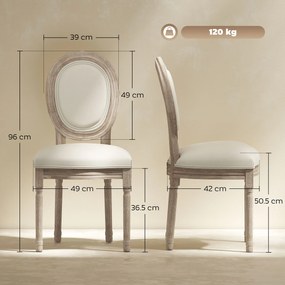 HOMCOM Set 2 Scaune Capitonate Vintage, Design Elegant, pentru Living sau Sufragerie, Albe | Aosom Romania