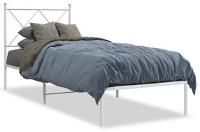 376542 vidaXL Cadru de pat metalic cu tăblie, alb, 80x200 cm
