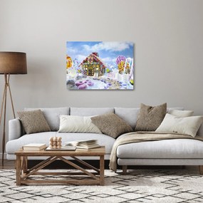Tablou pe sticlă - Căsuță de turtă dulce (70x50 cm)