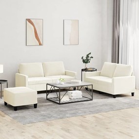 vidaXL Set de canapele cu perne, 3 piese, crem, catifea