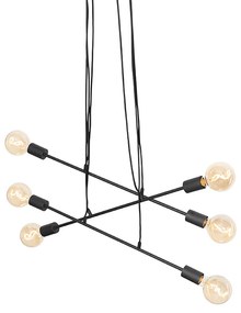 Lampă modernă cu pandantiv neagră 80 cm cu 6 lumini - Sydney