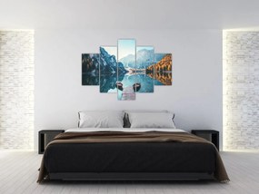 Tablou - Bărci pe Lacul Braies (150x105 cm)