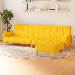 3080554 vidaXL Canapea extensibilă cu taburet, 2 locuri, galben, textil