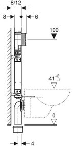 Rezervor incastrat Geberit Sigma Kombifix 8 cm, H109 cm, pentru vas wc suspendat - GEB110.792.00.1