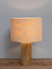 Lampa de masa, din lemn de mango, cu abajur din bumbac, Manon