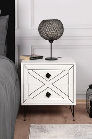 Noptiera Glynn Nightstand, Crem, 40x55x50 cm