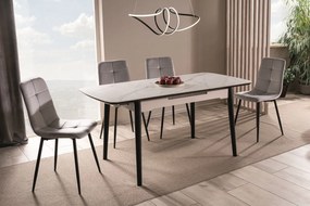 Masa extensibila Apollo Ceramica marmura alba/negru mat - L120-160 cm