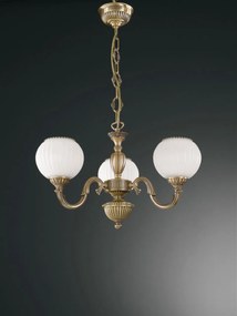 Candelabru clasic design italian din alama, sticla 9250 RA-L. 9250/3