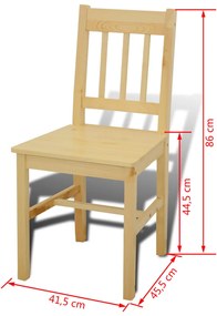 Masa de sufragerie din lemn cu 4 scaune, natural 5, Maro