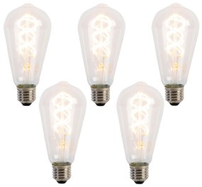 Set de 5 becuri LED cu filament spiralat E27 ST64 5W 400 lm 2200K