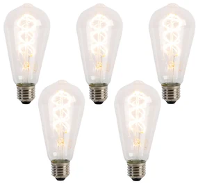 Set de 5 becuri LED cu filament spiralat E27 ST64 5W 400 lm 2200K