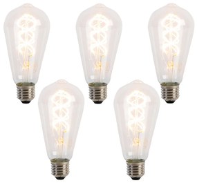 Set de 5 becuri LED E27 cu filament spiralat ST64 5W 400 lm 2200K
