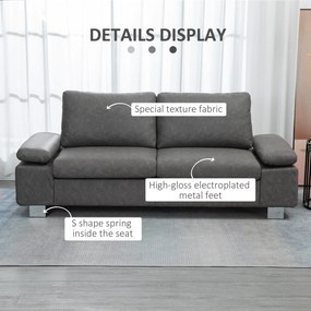 HOMCOM Canapea moderna dubla de lux cu 2 locuri, canapea tapitata cu brate reglabile pentru camera de zi, birou, gri | AOSOM RO