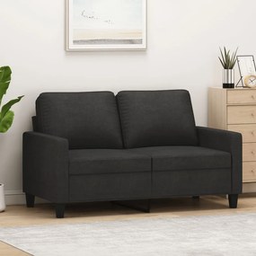 Canapea cu 2 locuri, negru, 120 cm, material textil Negru, 138 x 77 x 80 cm