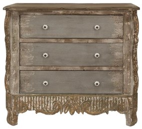 Comoda bej, din lemn masiv, aspect vintage, 3 sertare, Beauclair