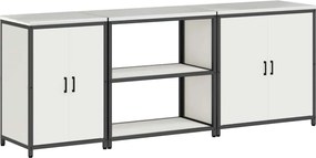 vidaXL Set de depozitare pentru bucătărie cu raft 3 pcs Alb Oțel