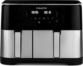 Friteuza dubla cu aer cald 8in1 Instant Pot Vortex DUAL SPLIT, 2600 W, 11 l, 205 °C, EvenCrisp, Gatit sincronizat, Comanda tactila, Negru/Inox