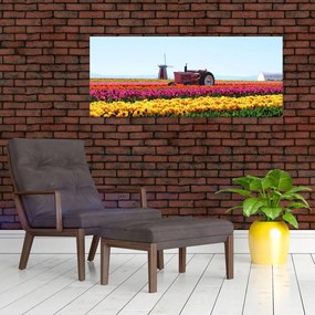 Tablou cu farma de lalele (120x50 cm)
