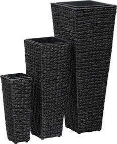 vidaXL Straturi înălțate, 3 buc., negru, zambilă de apă