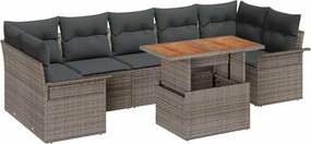 vidaXL Set de canapele pentru grădină 8 pcs Gri Rattan poli