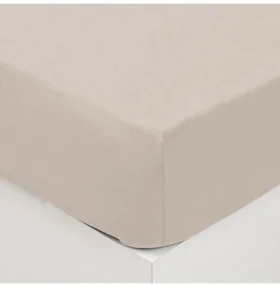 Cearsaf elastic Drap house, bej, bumbac, 160x200 cm