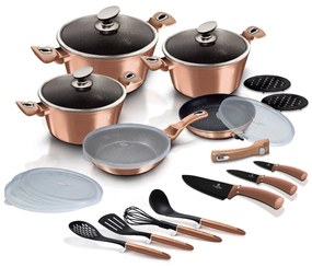 Set oale marmorate 22 piese, manere detasabile Rose Gold Metalic Line Berlinger Haus BH 7182