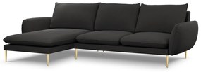 Coltar tapitat Vienna 5 locuri plusat/picioare gold – L255 x l170 x h95