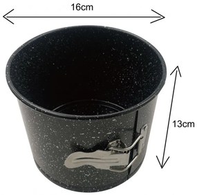 Forma de tort cu fund detasabil Kinghoff KH 1790, 16x13cm, Finisaj marmura, Otel carbon, Negru