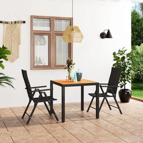 3060052 vidaXL Set mobilier de grădină, 3 piese, negru și maro
