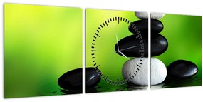 Tablou- Pietre pentru relaxare (cu ceas) (90x30 cm)