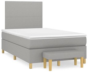 vidaXL Pat box spring cu saltea, gri deschis, 120x190 cm, textil