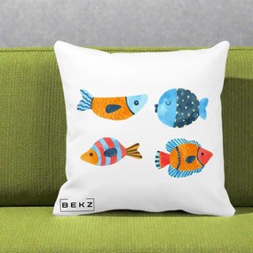 Perna Decorativa Pesti Acuarela, 40x40 cm, Alba Mata, Husa Detasabila, Perna Inclusa, BEKZ®