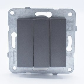 Intrerupator triplu, 10A, IP20, Grafit, Panasonic Arkedia Slim/Karre Plus Plus