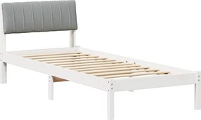 vidaXL Cadru de pat Alb și gri deschis 80 x 200 cm Lemn masiv de pin