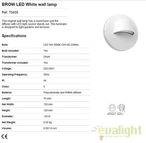Aplica LED iluminat exterior design minimalist BROW alba 70408
