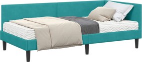 vidaXL Cadru de pat colțar cu saltea Altele 2 pcs Turcoaz Catifea