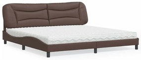 vidaXL Pat cu saltea, maro, 200x200 cm, piele ecologică