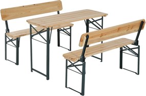 Outsunny Set Berarie de Extern Masa si 2 Banci cu Spatar Pliabil in Lemn de Brad