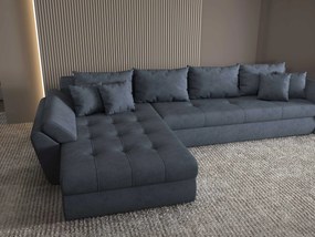 Colțar extensibil dumonde cu ladă de depozitare si sezut confortabil din spuma high-density, Loana XL Enjoy Antracit 335x185 cm