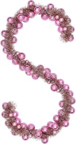 vidaXL Ghirlandă cu Bile de Crăciun Roz 186 cm Polistiren