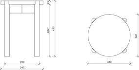 Scaun tip taburet negru din lemn de fag Hopp – noo.ma