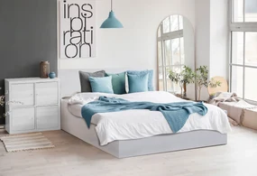 Pat de o persoana alb, SOFIA 120 x 200 cm Saltele: Cu saltele Deluxe 10 cm, Somiera pat: Cu lamele drepte