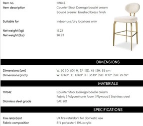 Scaun de bar elegant design LUX, Counter Stool Dorrego